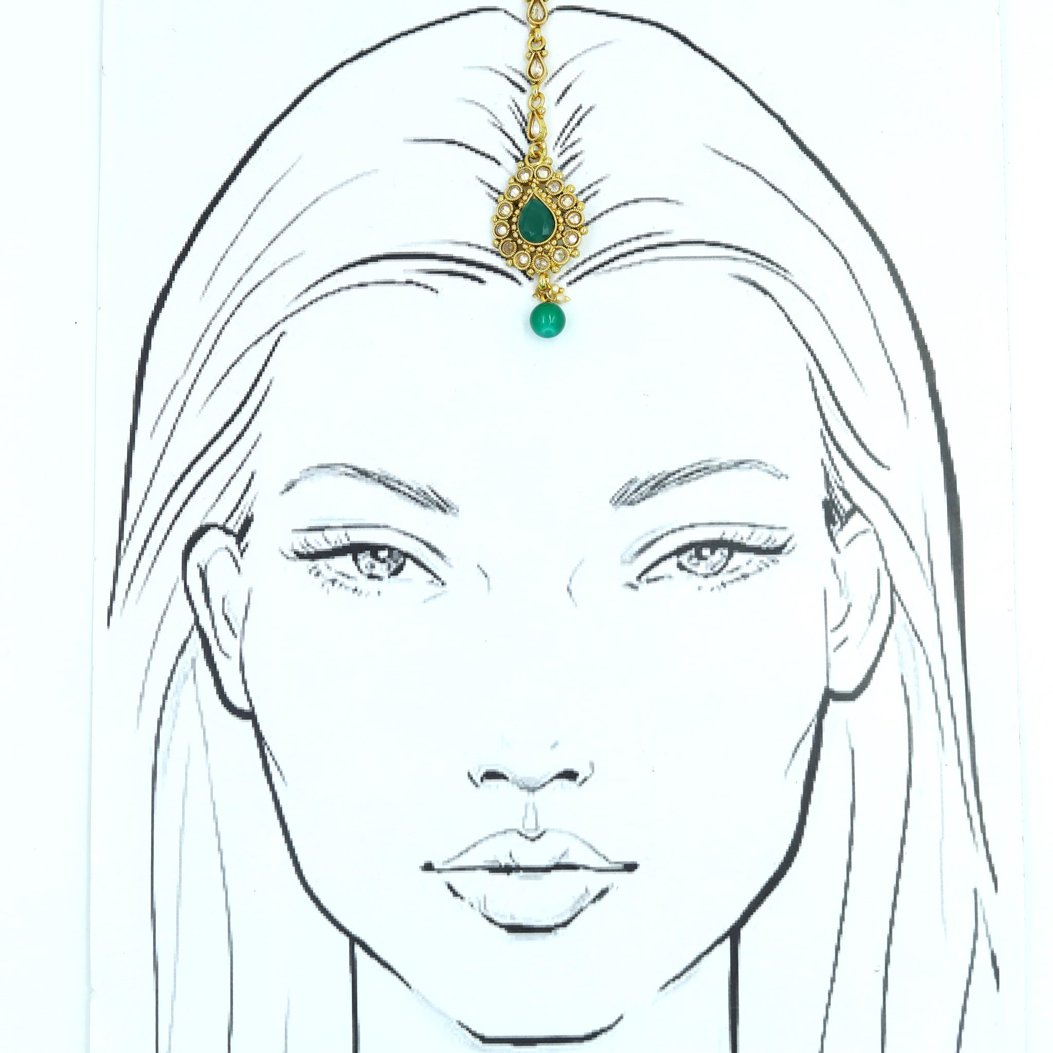Green Maang Tikka 3013-7078