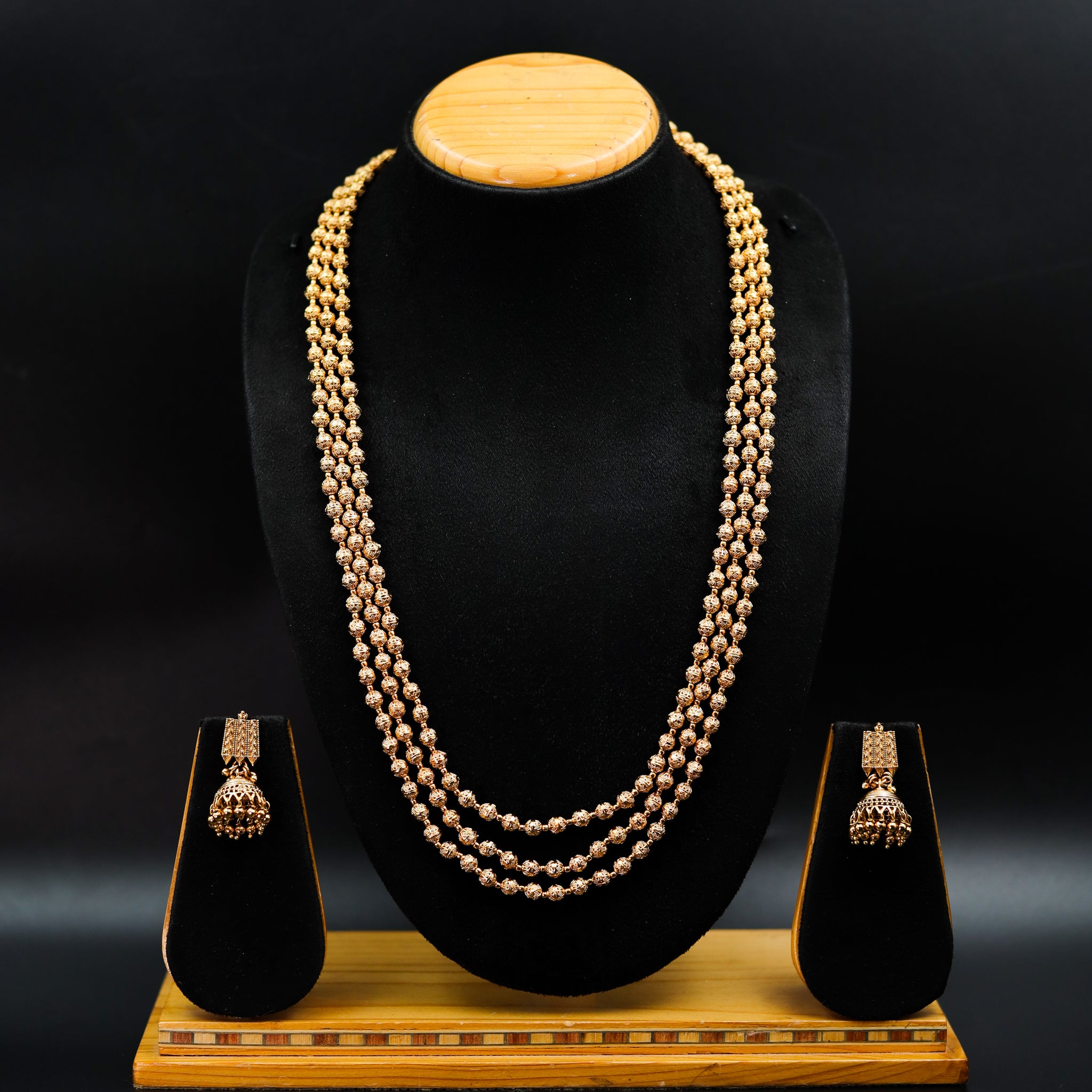 Antique Gold Plated 24 Inch Beads Mala Set 10039-28