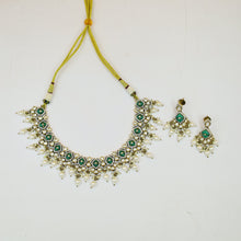 Antique Gold Plated Round Neck Kundan Necklace Set 19238-28