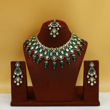 Antique Gold Plated Round Neck Kundan Necklace Set 19243-28