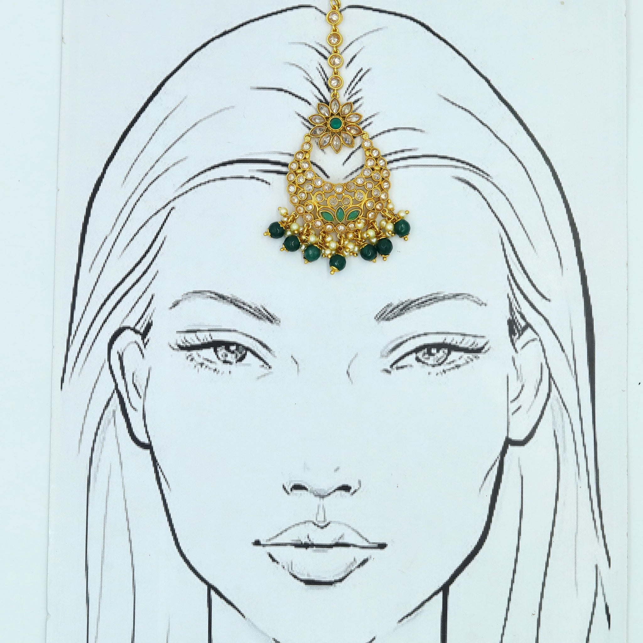 Green Maang Tikka 3043-7108
