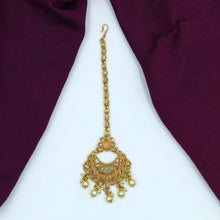Peach gold look maang tikka 3034-7499