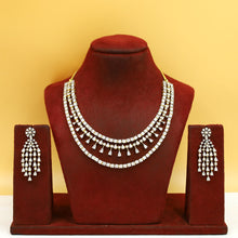 3 Line Layered Zircon/AD Necklace Set 19356-69