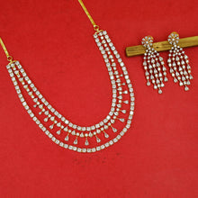 3 Line Layered Zircon/AD Necklace Set 19356-69