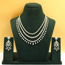 3 Line Layered Zircon/AD Necklace Set 19345-69