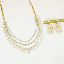 3 Line Layered Zircon/AD Necklace Set 19345-69