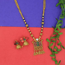 Ruby Green Antique Gold Finish Pendant Set 17030-4178