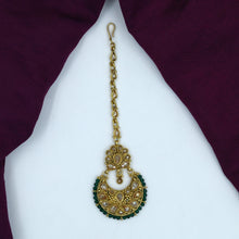 Polki Green Maang Tikka in Gold Polish 12926-9561