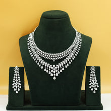 2 Line Layered Zircon/AD Necklace Set 19343-69