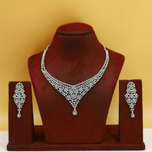 Round Neck Zircon/AD Necklace Set 19374-69