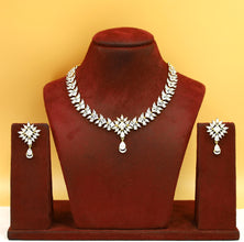Round Neck Zircon/AD Necklace Set 19378-69