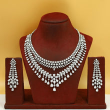 2 Line Layered Zircon/AD Necklace Set 19343-69