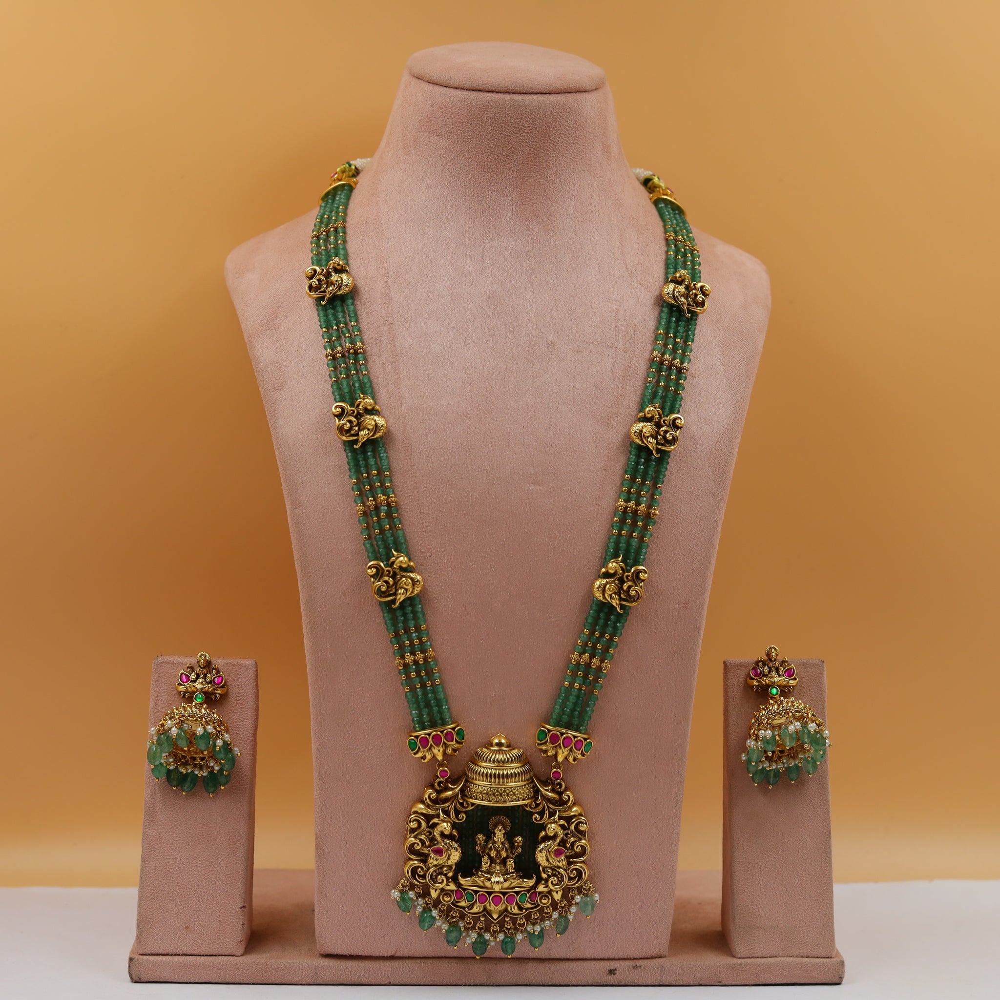 Long Neck Temple Necklace Set 18988-1
