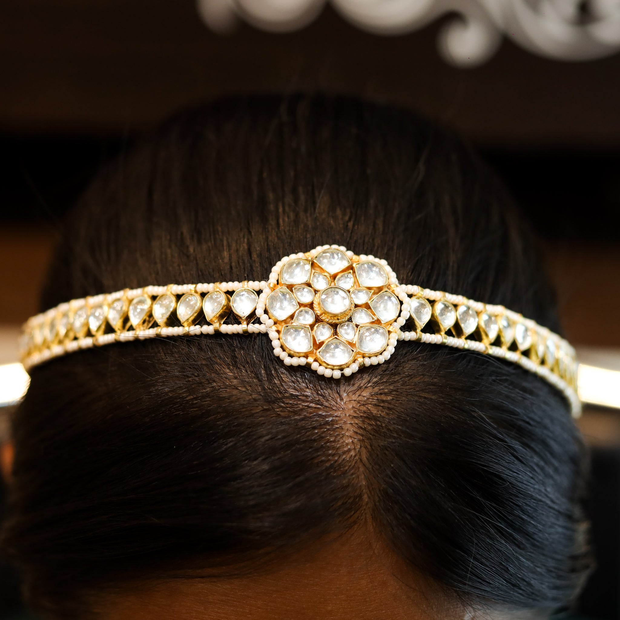 White Kundan Seeshpatti 17643-4825