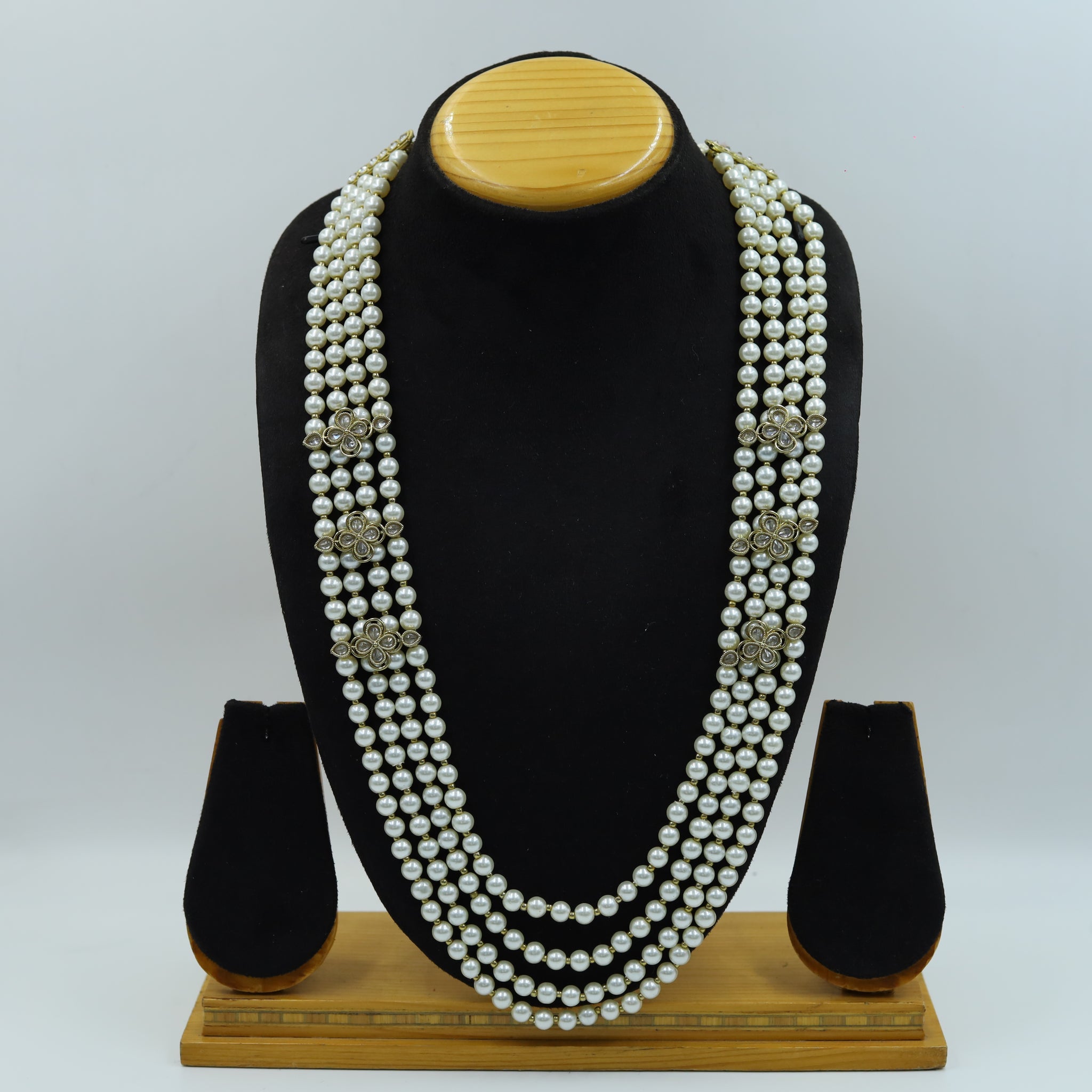 Long Neck Pearl Necklace Set 12661-28