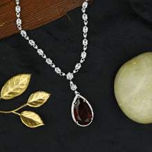Round Neck Zircon/AD Necklace Set 12544-28
