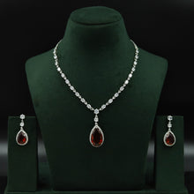 Round Neck Zircon/AD Necklace Set 12544-28