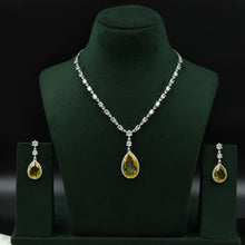 Round Neck Zircon/AD Necklace Set 12544-28