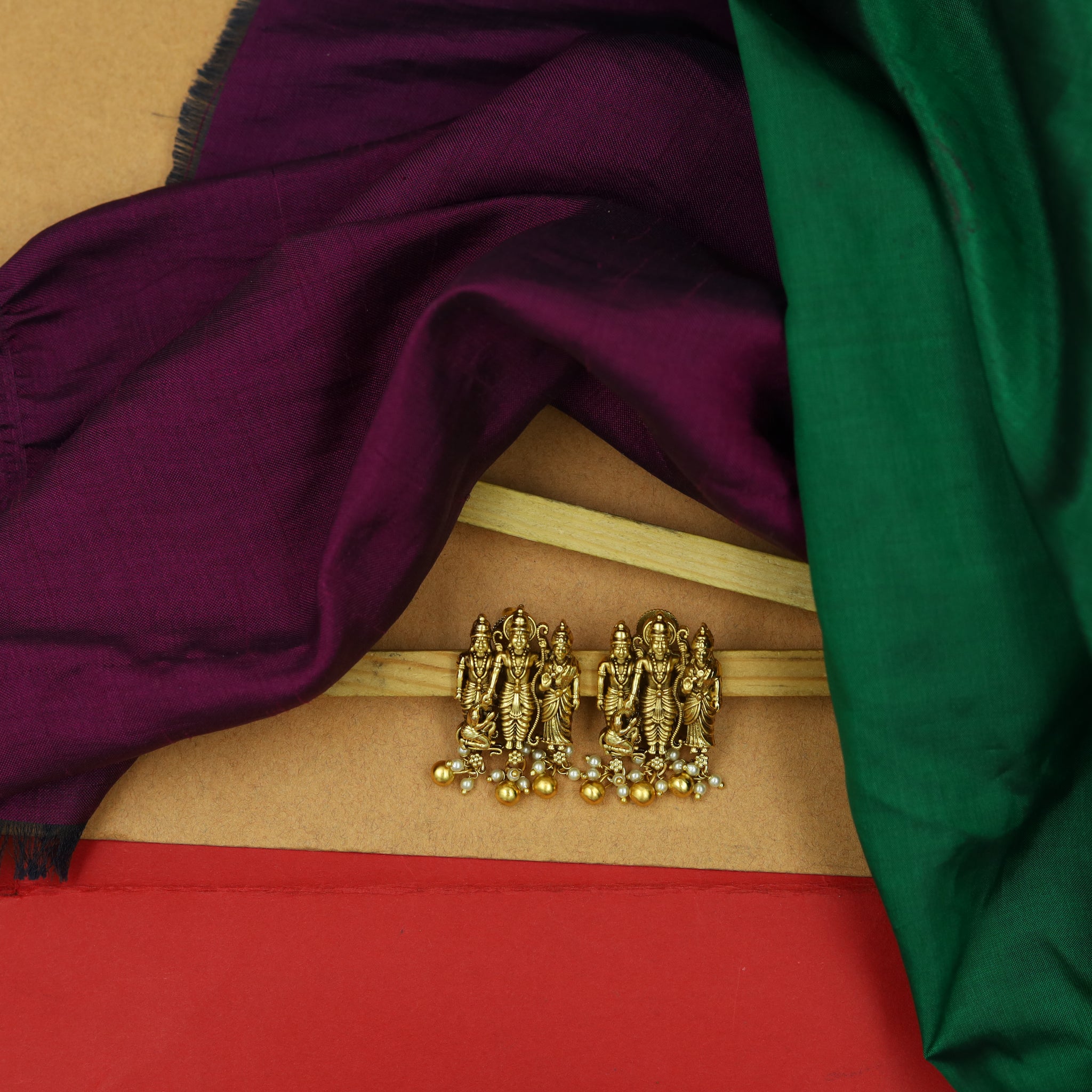 Ram Darbar Antique Gold Plated Temple Earring 15755-28