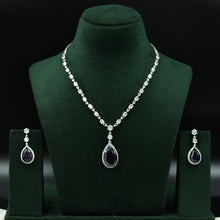 Round Neck Zircon/AD Necklace Set 12544-28