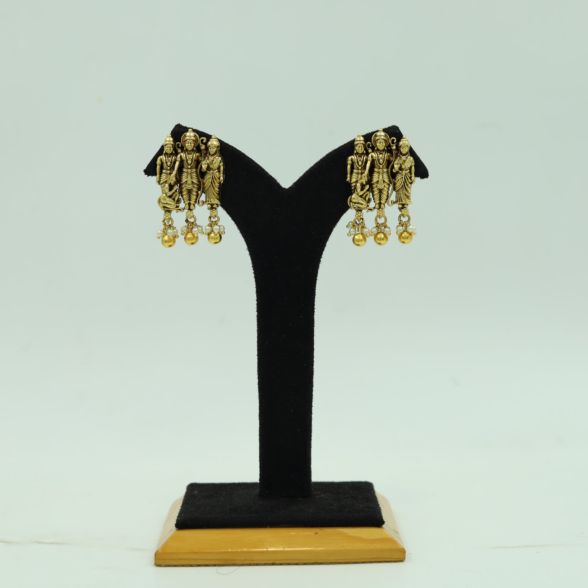 Ram Darbar Antique Gold Plated Temple Earring 15755-28