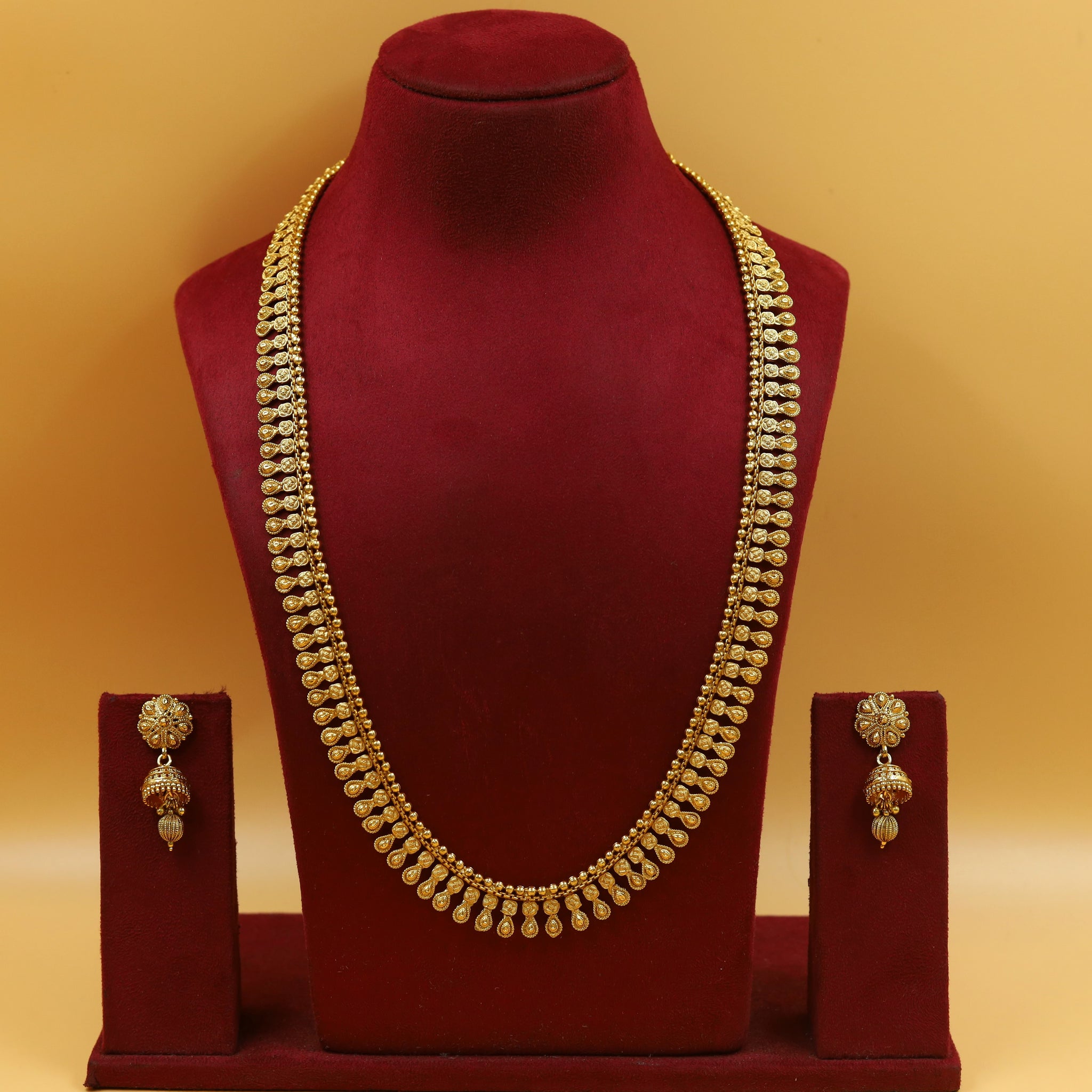 Long Neck Gold Look Necklace Set 17841-33