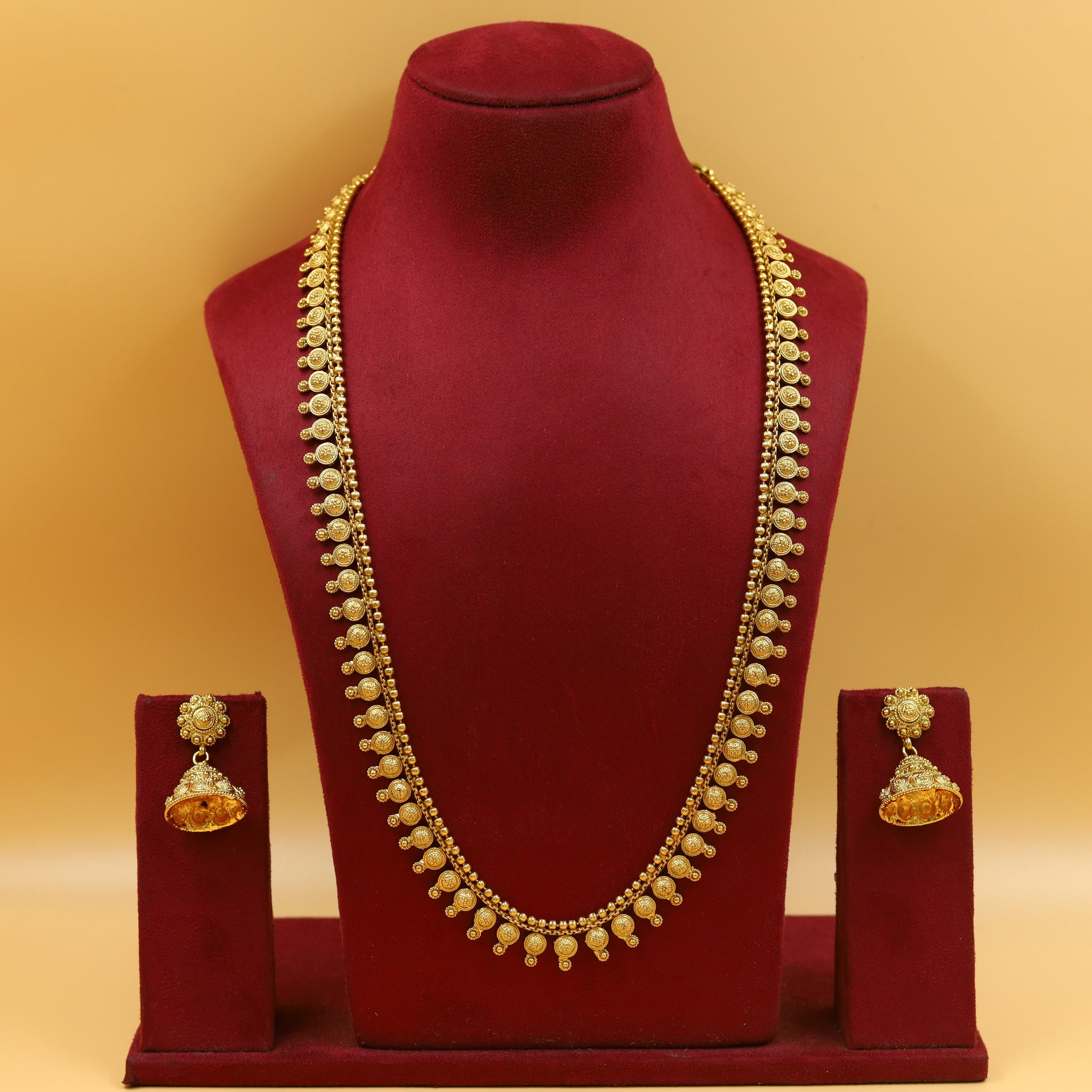Long Neck Gold Look Necklace Set 17838-33