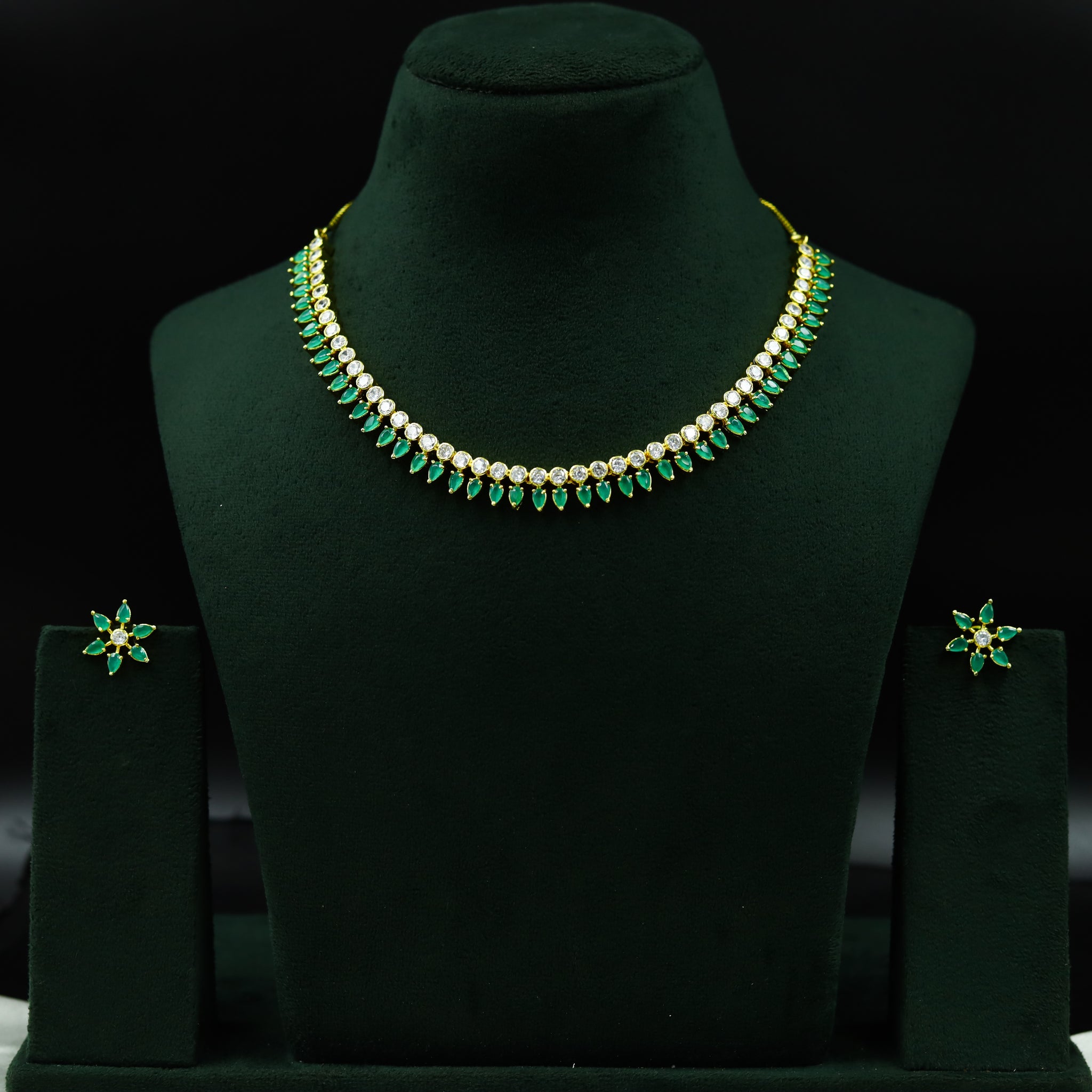 Green Zircon/AD Necklace Set 2423-6488