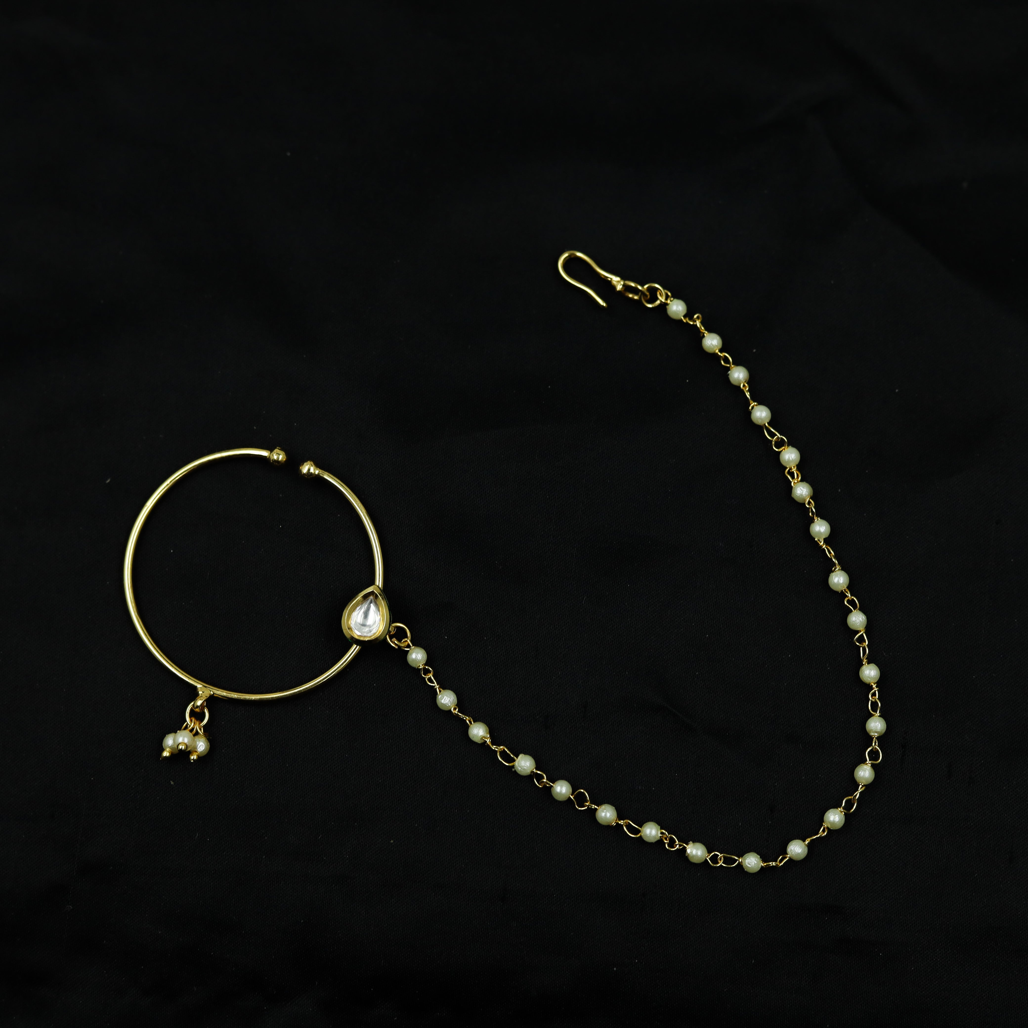 Buy Paan Shape Kundan Stone Nath 10323 28 Online 7227318173749 Dazzles Jewellery