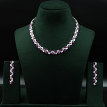 Round Neck Zircon/AD Necklace Set 12537-28