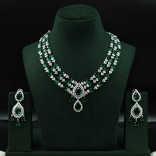 Round Neck Zircon/AD Necklace Set 12975-34
