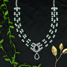 Round Neck Zircon/AD Necklace Set 12975-34