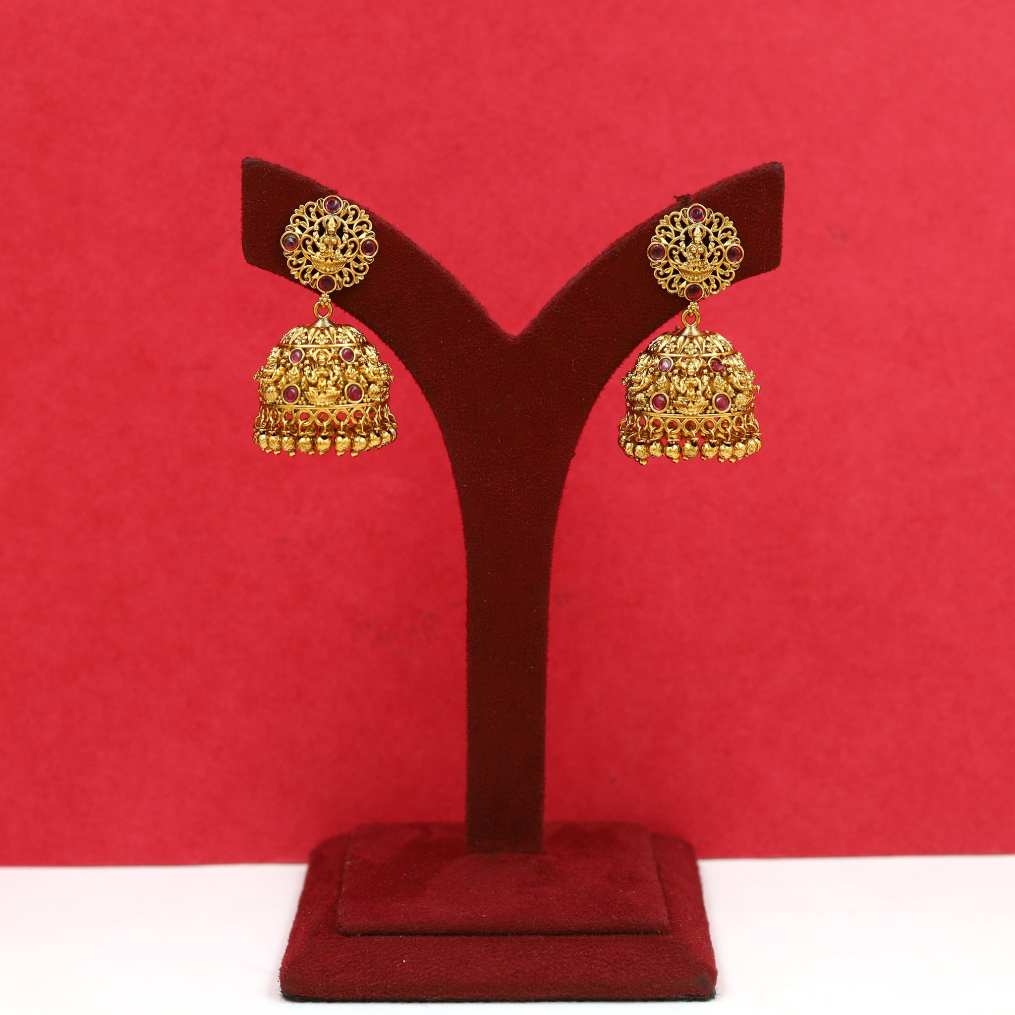 Antique Gold Plated Temple Jhumki 17776-33