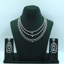 Layered Round Neck Zircon/AD Necklace Set 16232-69