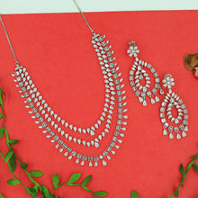 Layered Round Neck Zircon/AD Necklace Set 16232-69