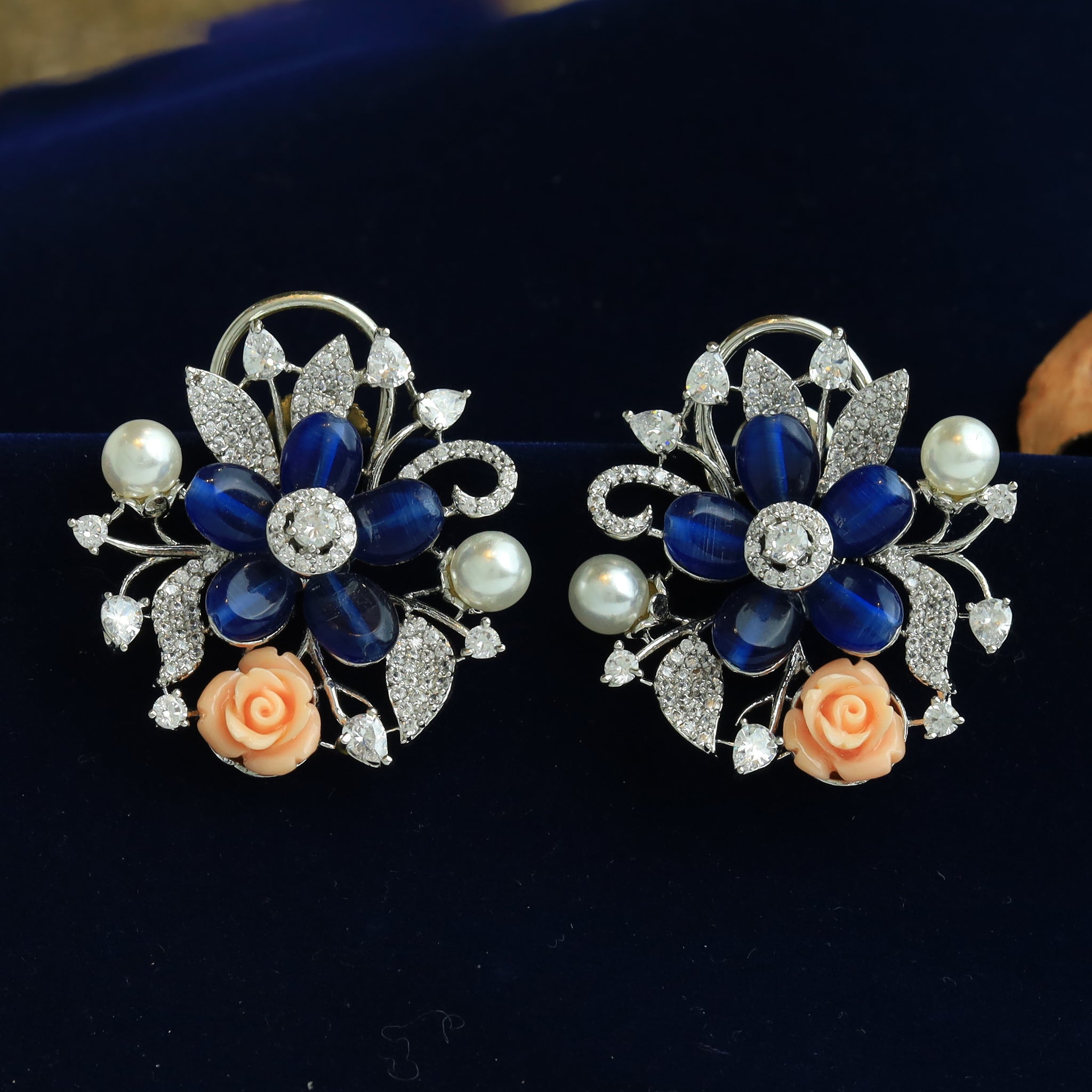 Blue Zircon/AD Earrings 17760-4942