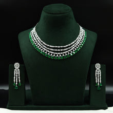 Round Neck Layered Zircon/AD Necklace Set 11908-69
