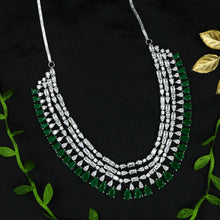 Round Neck Layered Zircon/AD Necklace Set 11908-69