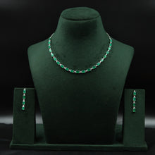 Round Neck Zircon/AD Necklace Set 12541-28