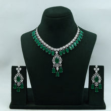 Round Neck Zircon/AD Necklace Set 15853-28