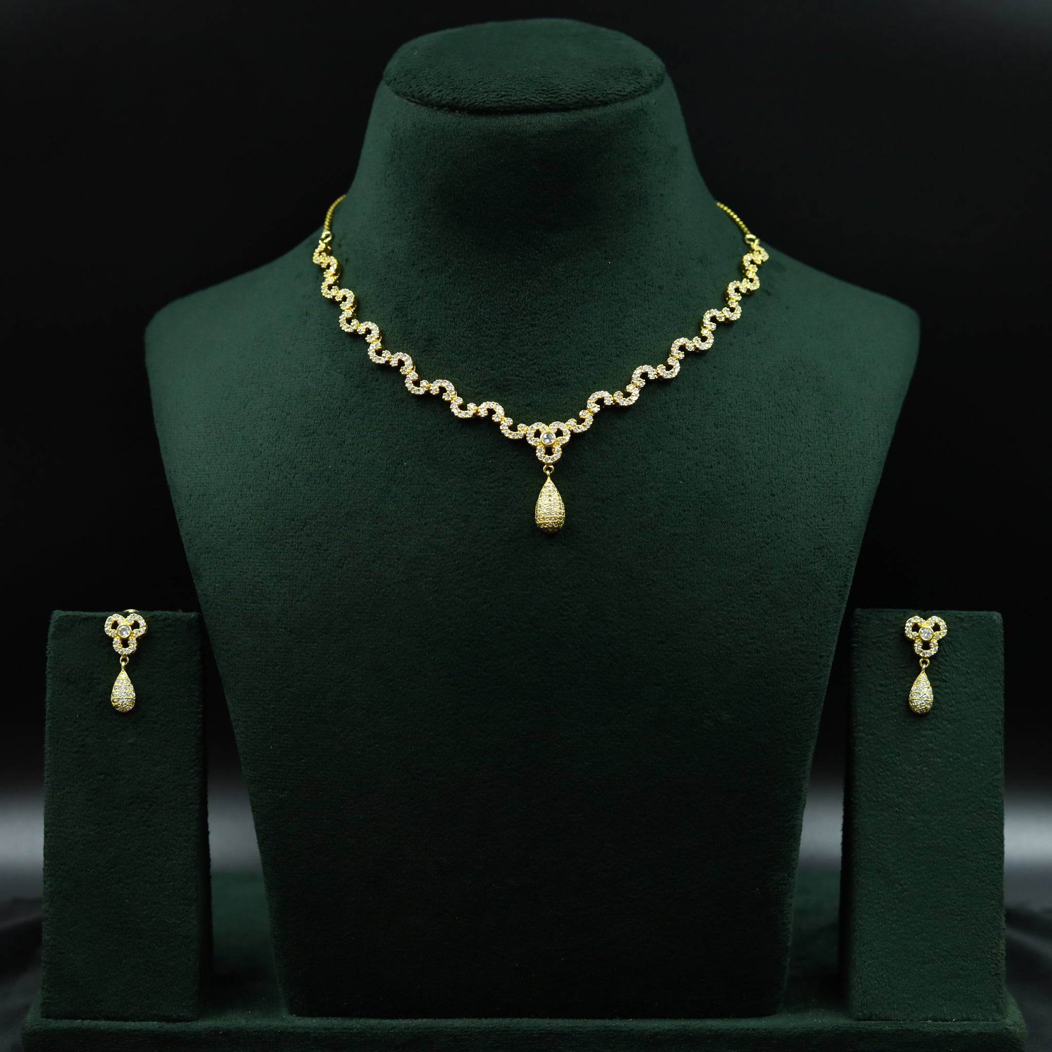 Gold Zircon/AD Necklace Set