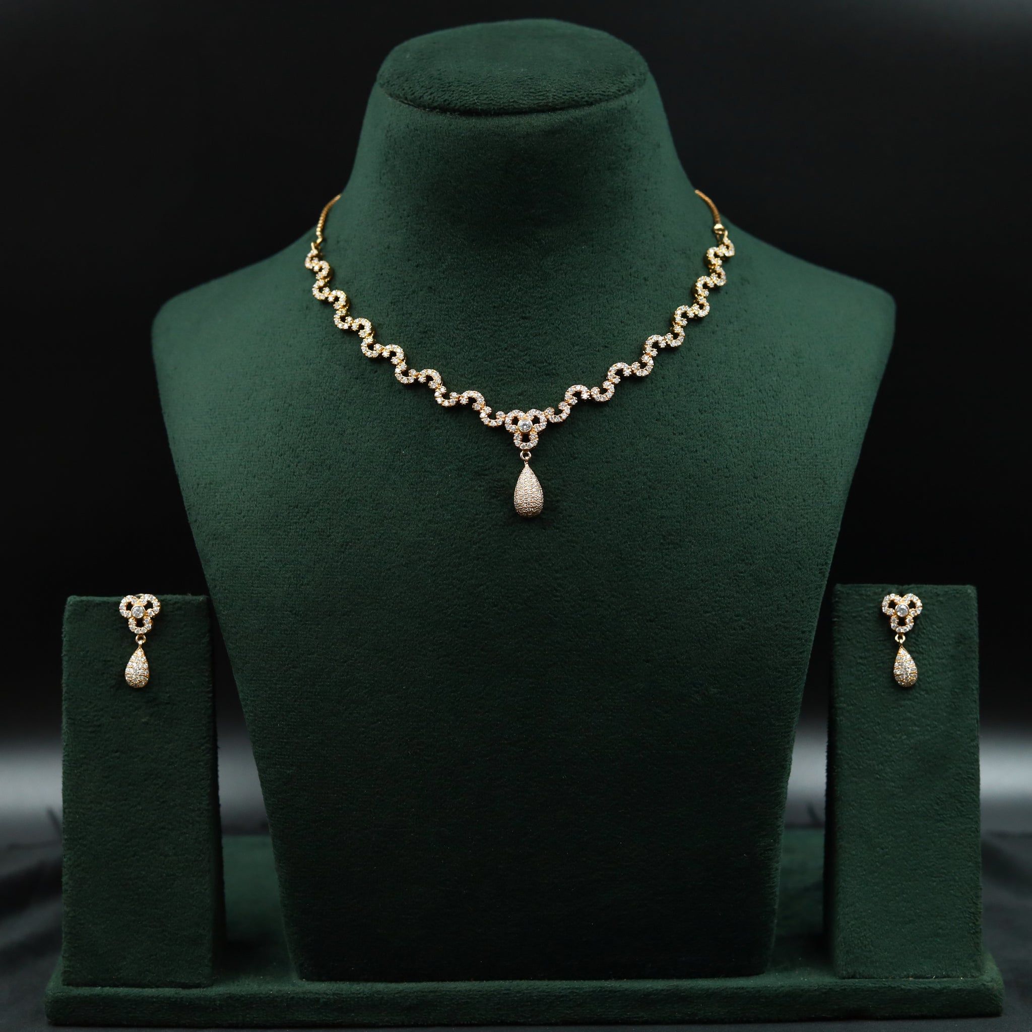 Rose Gold Zircon/AD Necklace Set
