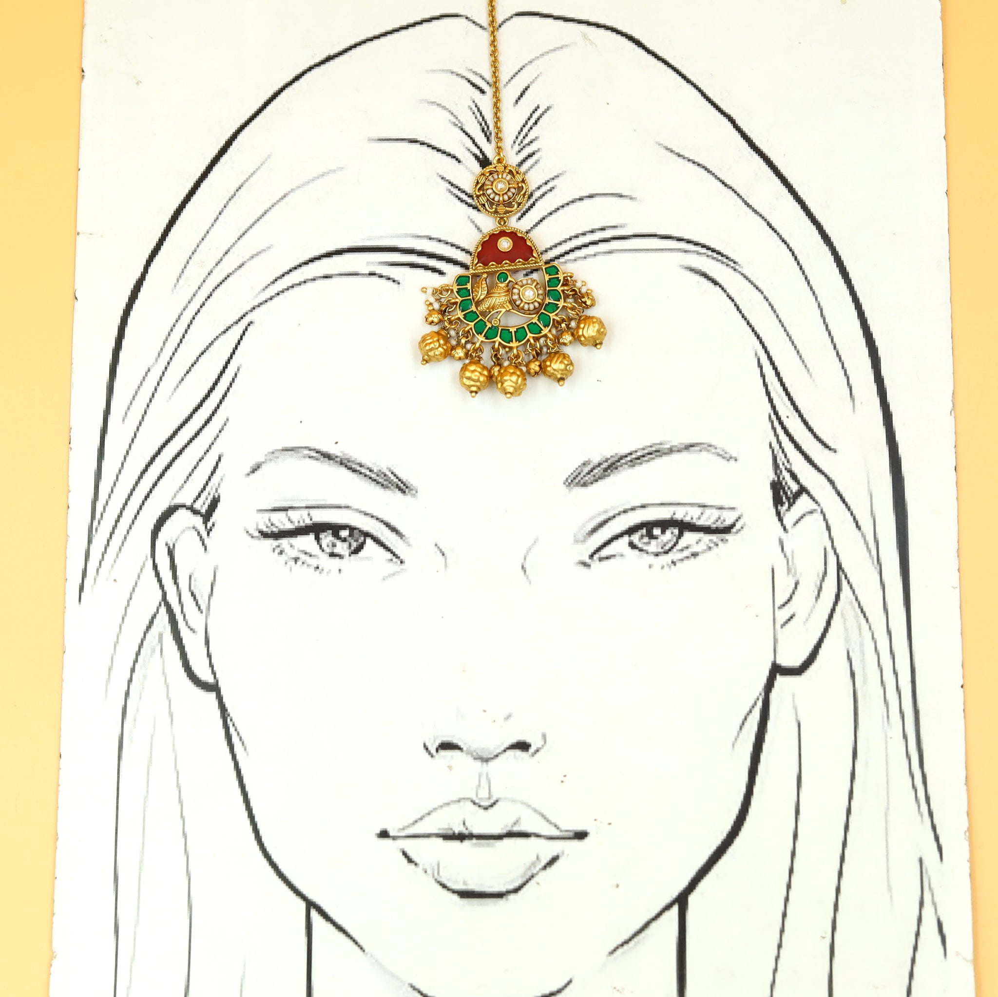 Antique Gold Finish Maang Tikka 18222-68