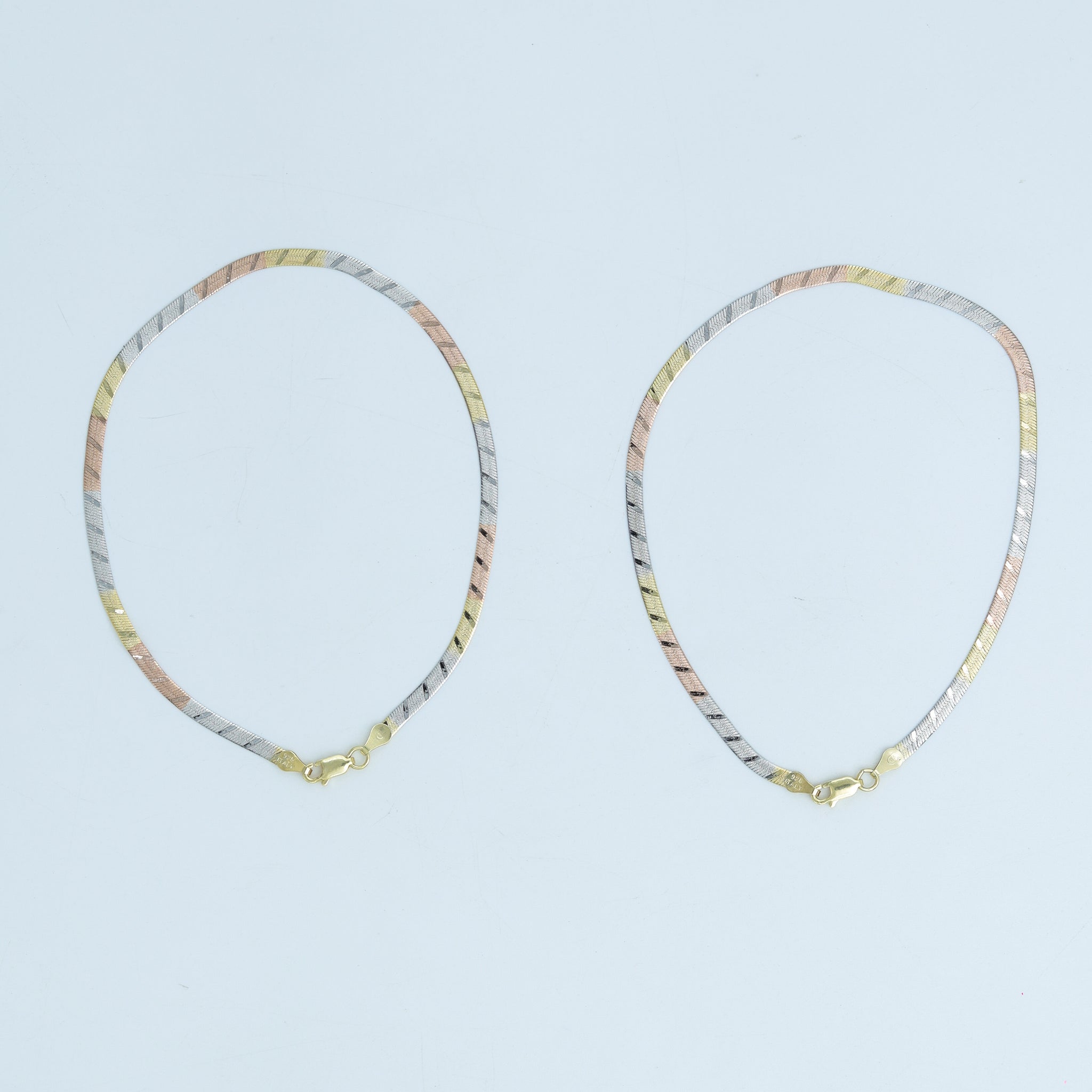 Three Tone 925 Pure Silver Anklet 14255-1346