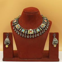 Round Neck Oxidzed Necklace Set 21224-28
