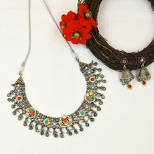Round Neck Oxidzed Necklace Set 21224-28