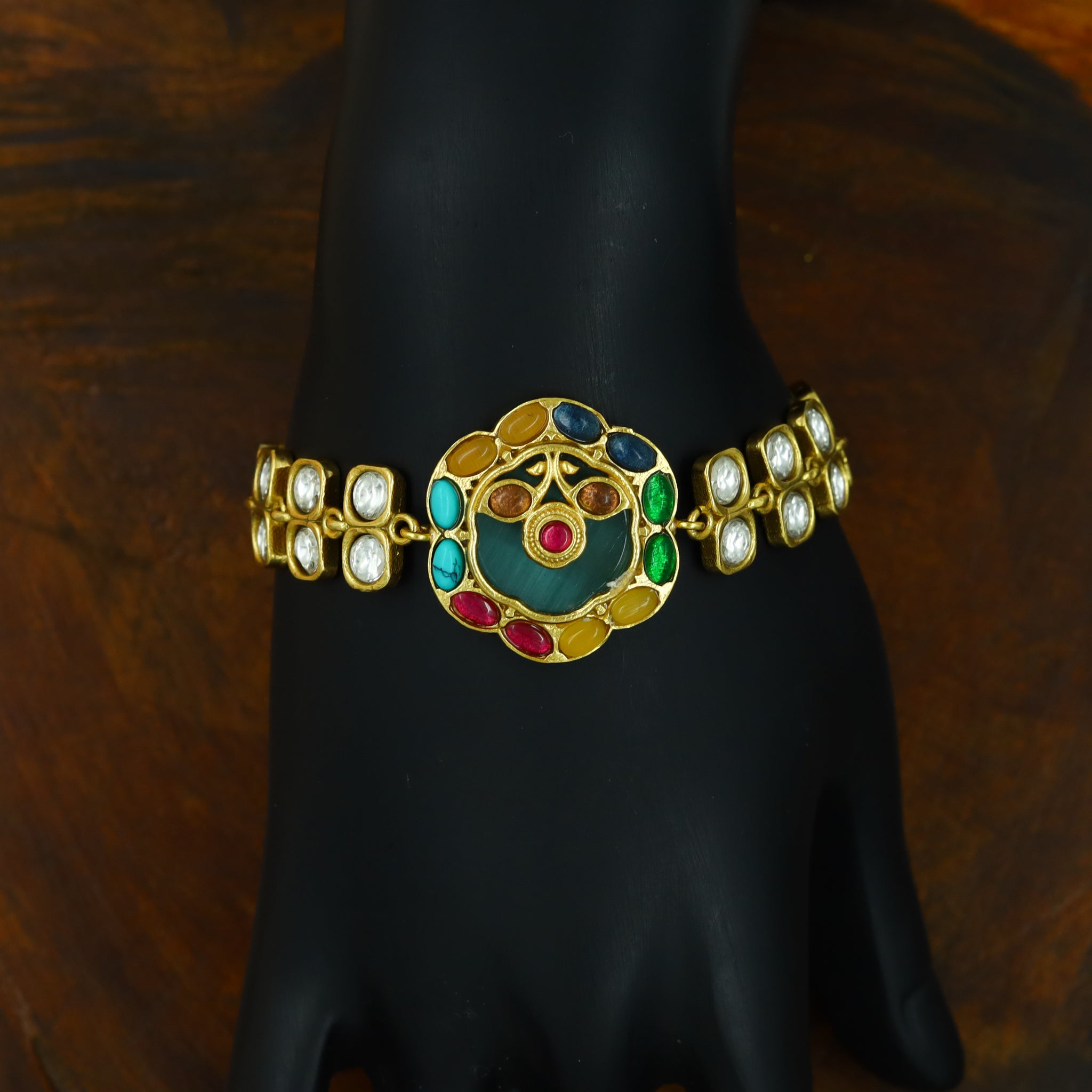 Sabyasachi Inspired Moissanite Kundan Bracelet 13573-87