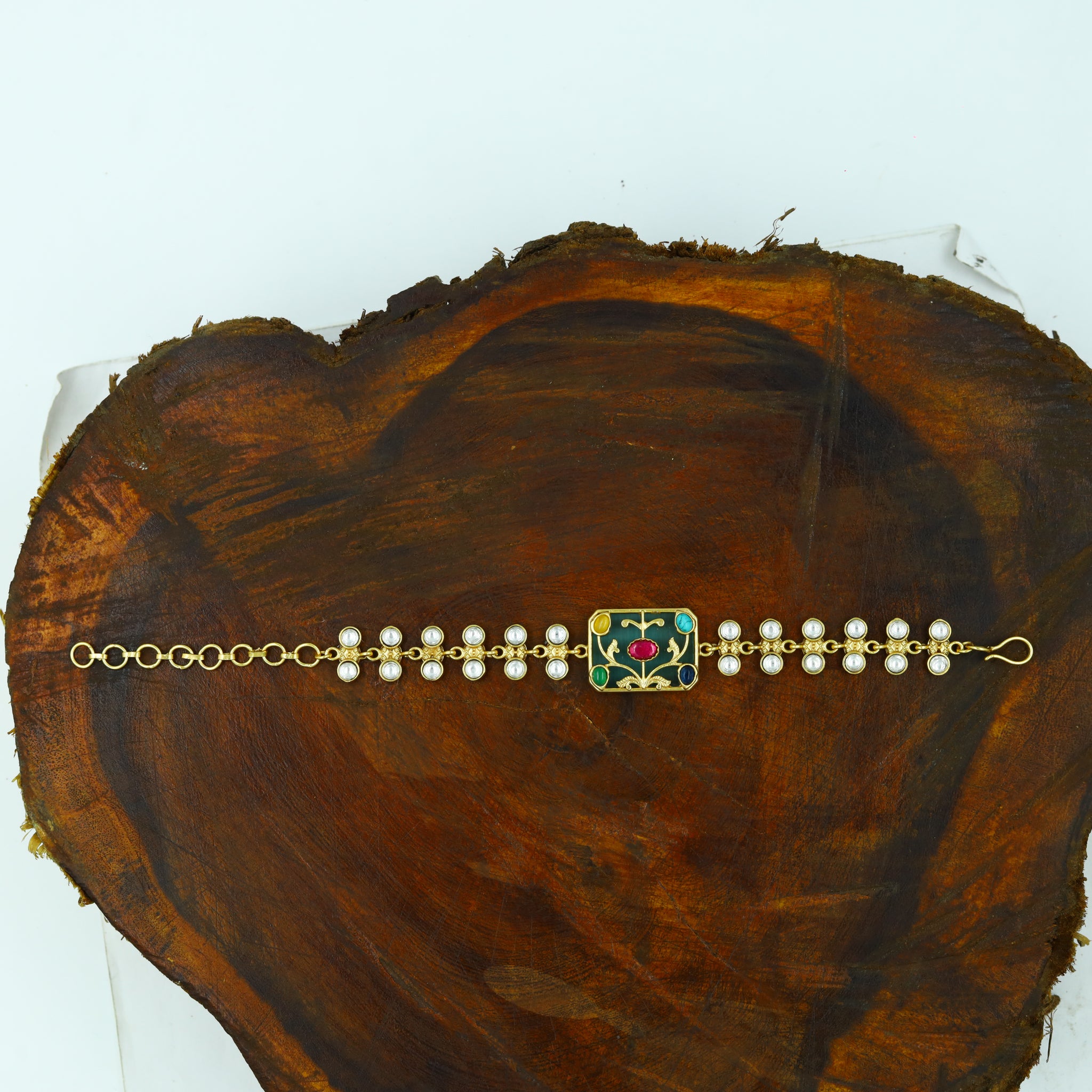 Sabyasachi Inspired Moissanite Kundan Bracelet 13571-87
