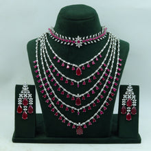 Layered Zircon/AD Bridal Necklace Set 15843-28