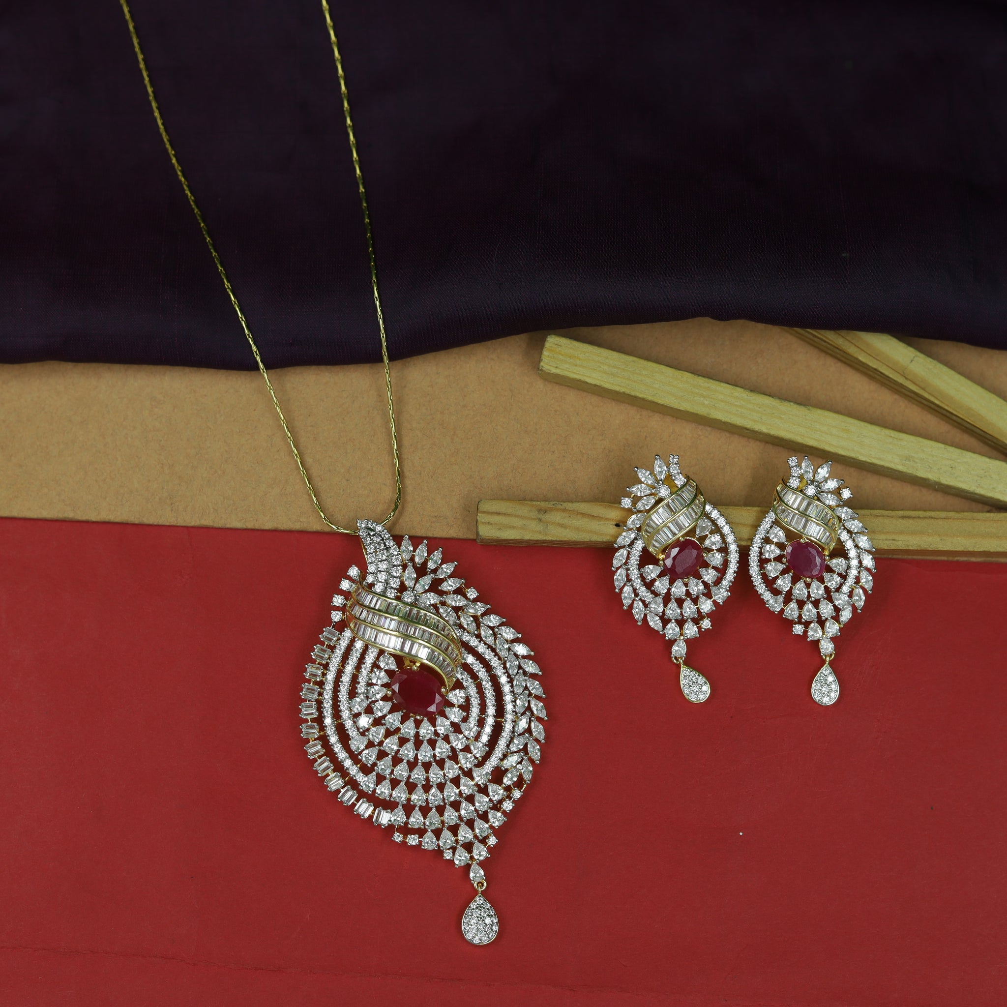 Designer Zircon/AD Pendant Set 16882-08